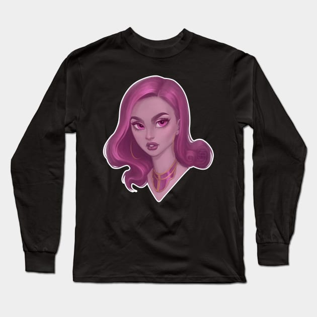 Magenta Girl Long Sleeve T-Shirt by fabiobottega